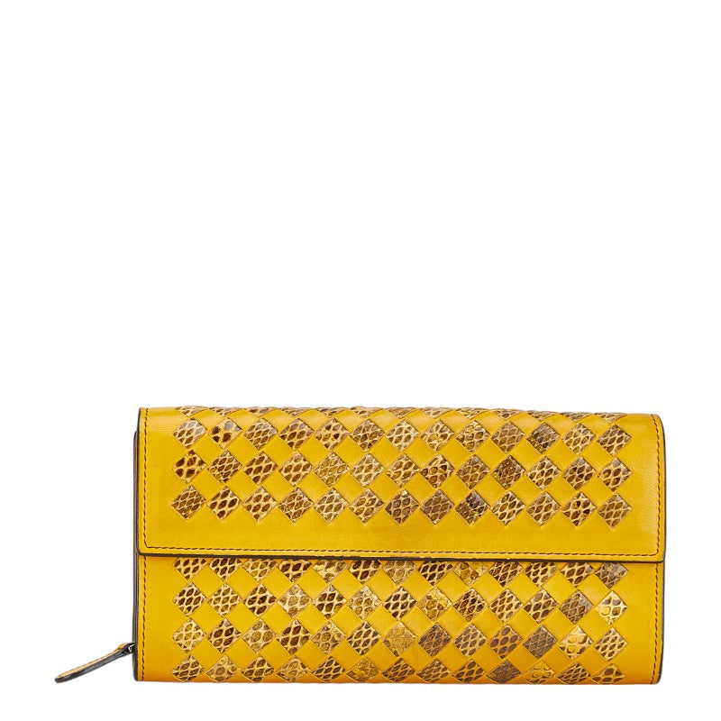 Bottega Veneta Intrecciato Python Leather Wallet
