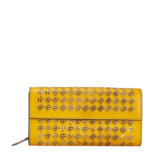 Bottega Veneta Intrecciato Python Leather Wallet