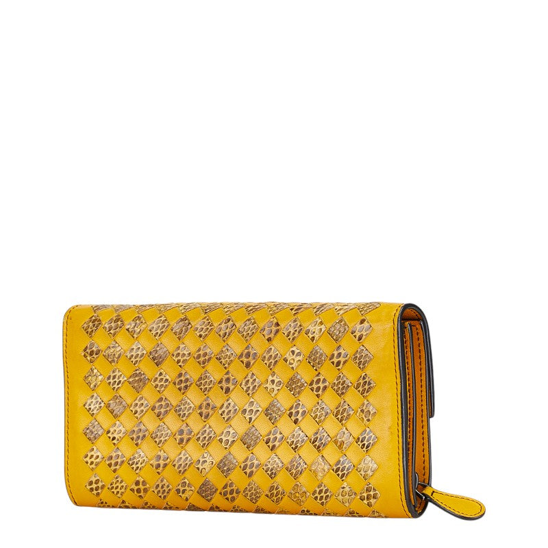Bottega Veneta Intrecciato Python Leather Wallet