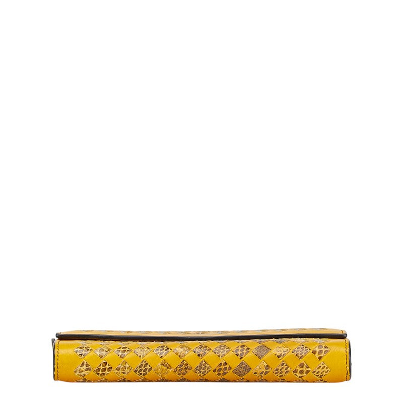 Bottega Veneta Intrecciato Python Leather Wallet