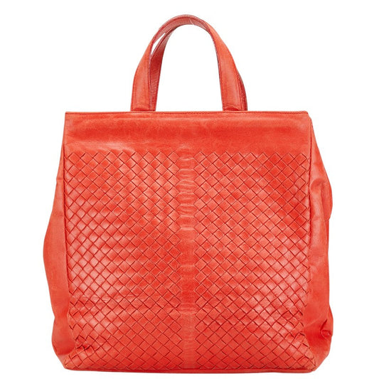 Bottega Veneta Intrecciato Leather Handbag Red