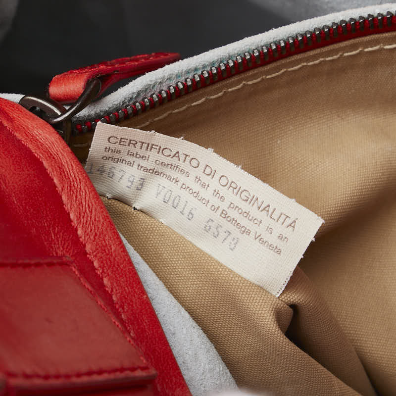 Bottega Veneta Intrecciato Leather Handbag Red