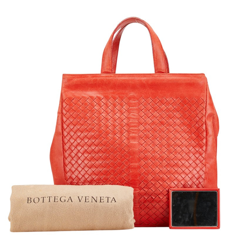 Bottega Veneta Intrecciato Leather Handbag Red