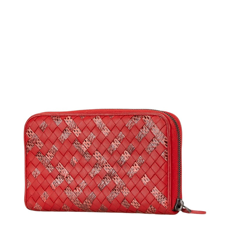 Bottega Veneta Intrecciato Python Leather Wallet