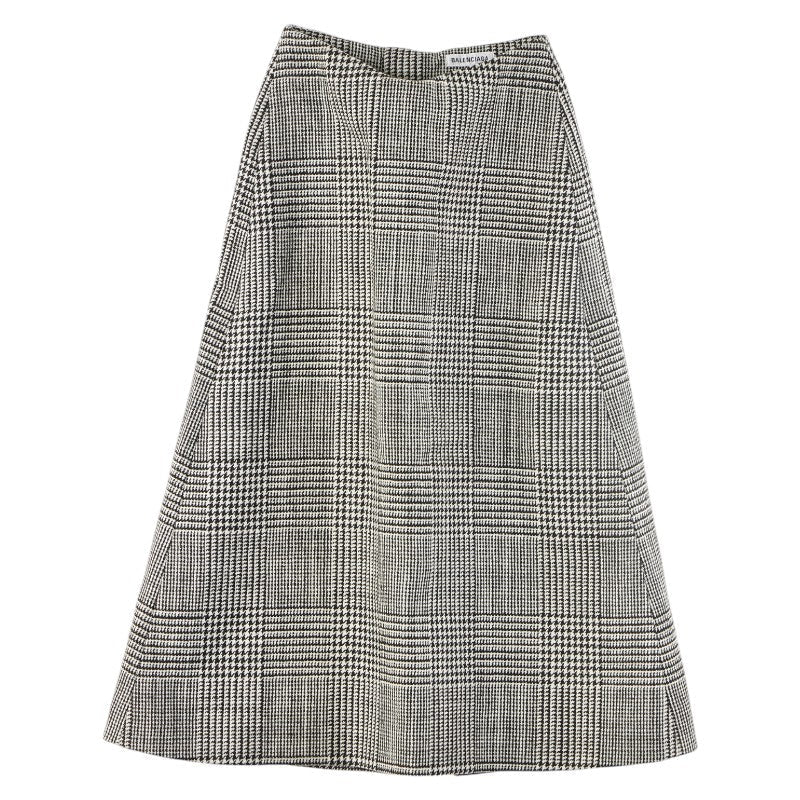 Balenciaga Houndstooth Wool Long Skirt