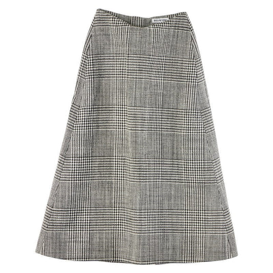 Balenciaga Houndstooth Wool Long Skirt