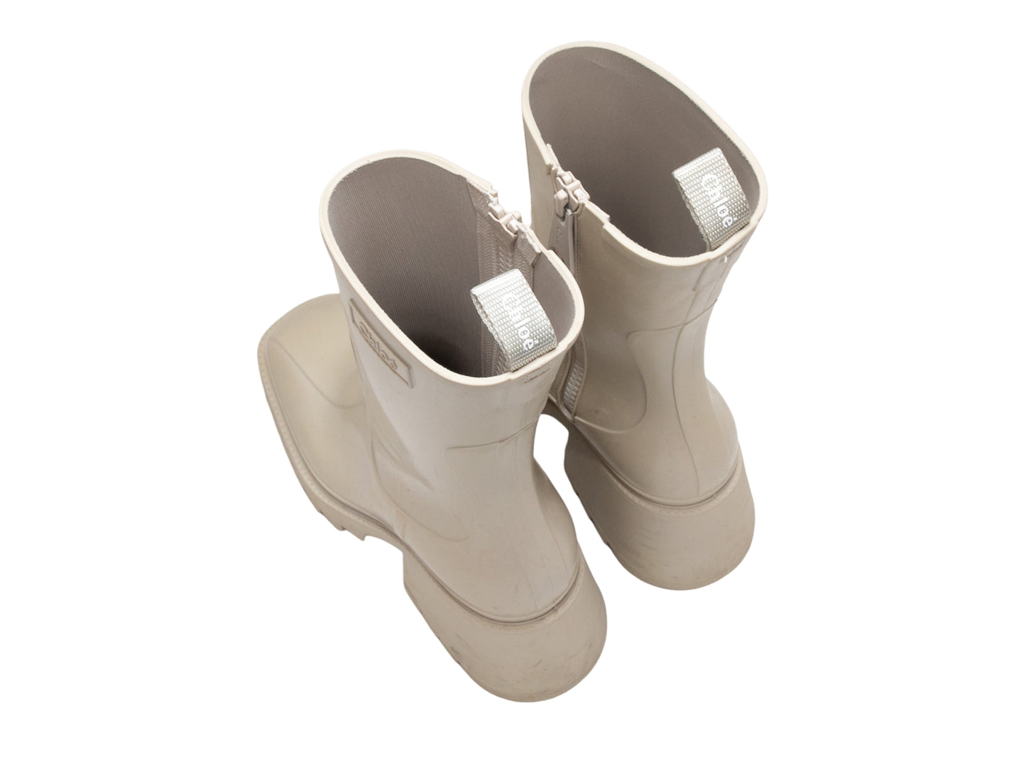 Taupe Chloe Betty Heeled Rubber Rain Boots Size 39