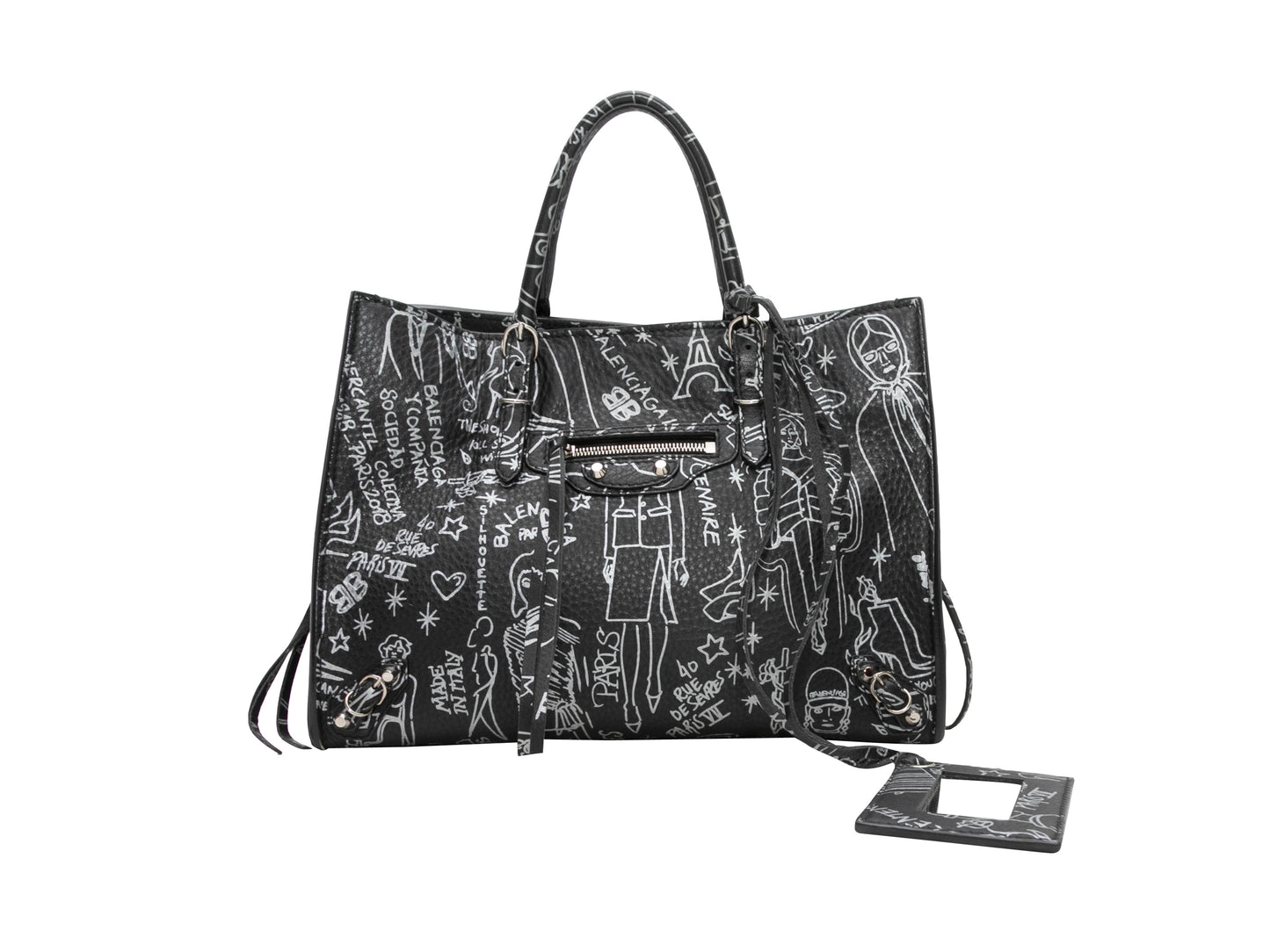 Black & White Balenciaga Small Graffiti Tote