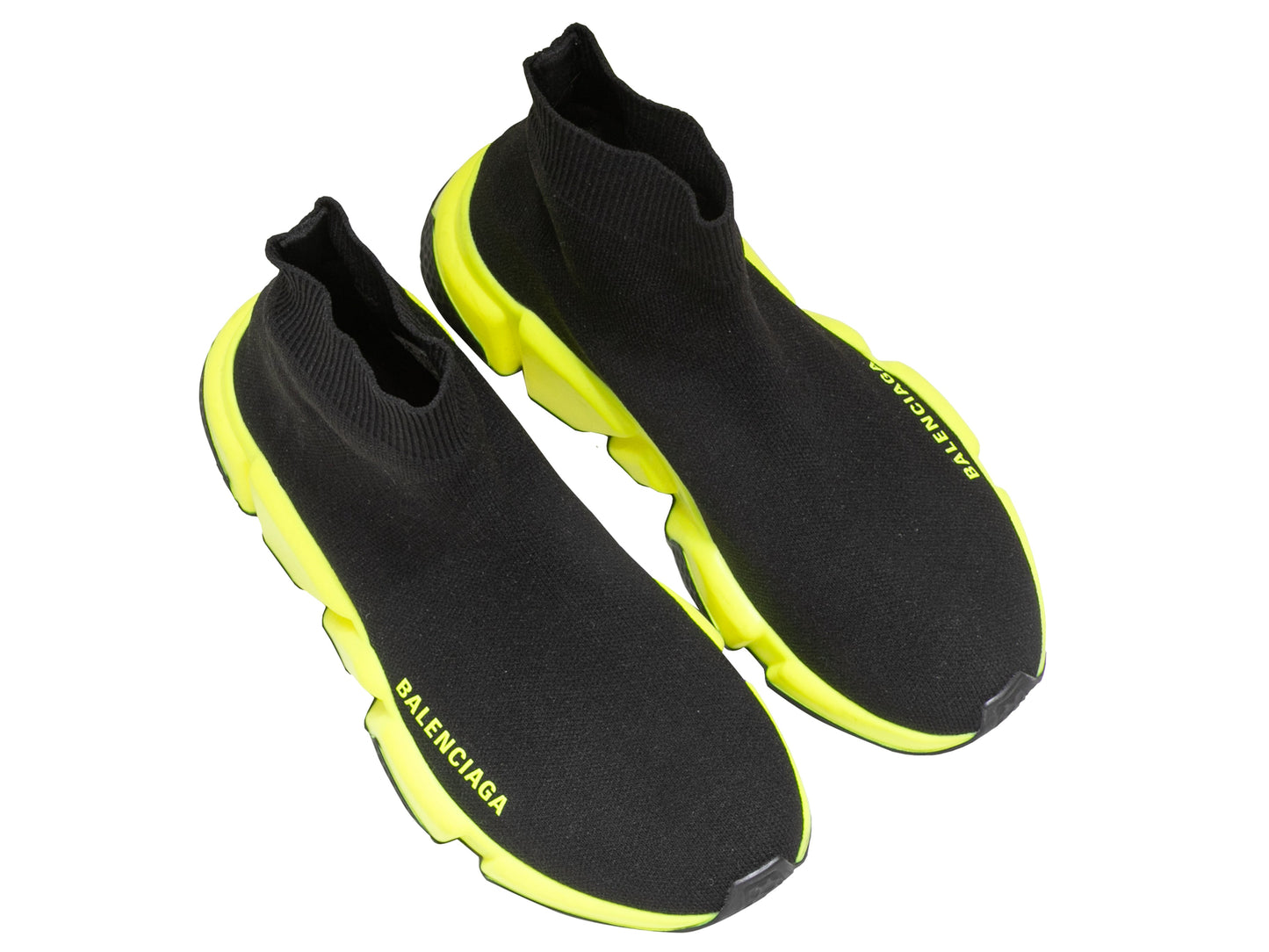 Black & Neon Yellow Balenciaga Runner High-Top Sneakers Size 37