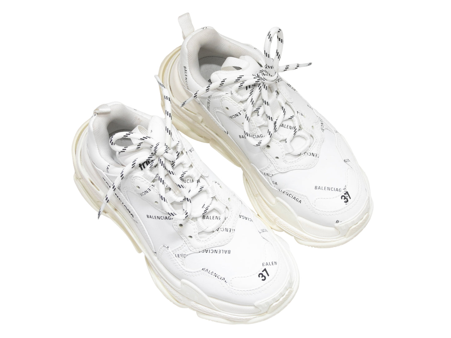 White Balenciaga Triple S Platform Sneakers Size 37