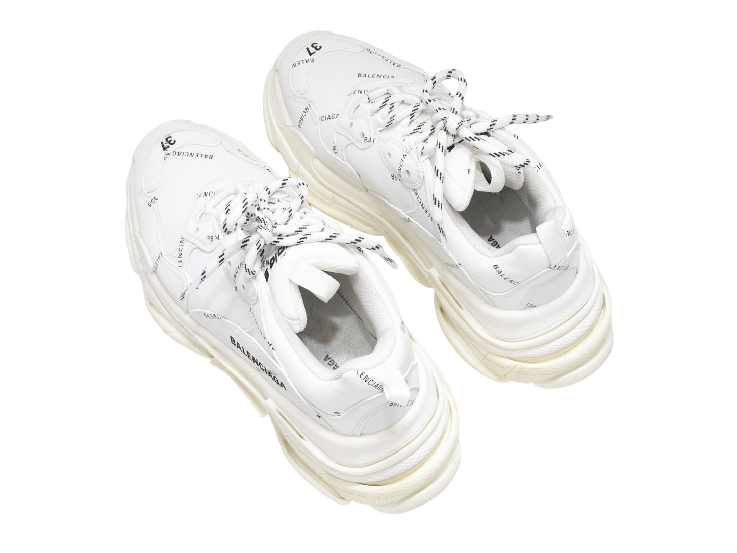 White Balenciaga Triple S Platform Sneakers Size 37