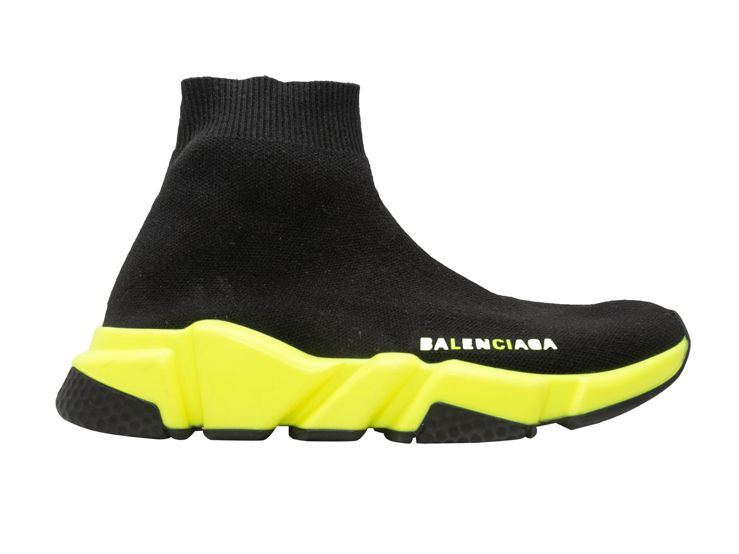 Black & Neon Yellow Balenciaga Runner High-Top Sneakers Size 37