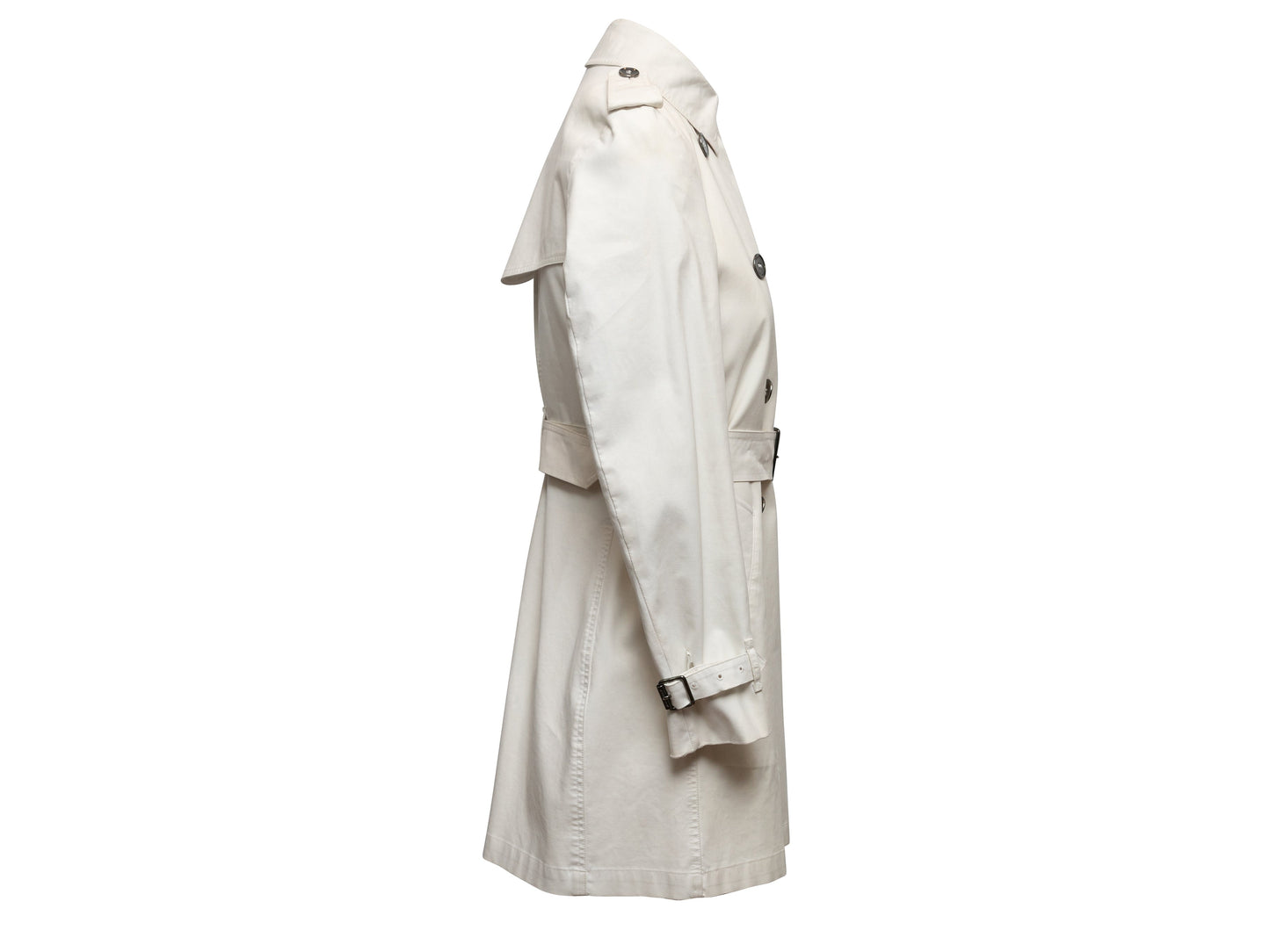 White Burberry Double-Breasted Belted Trench Coat Size US 4