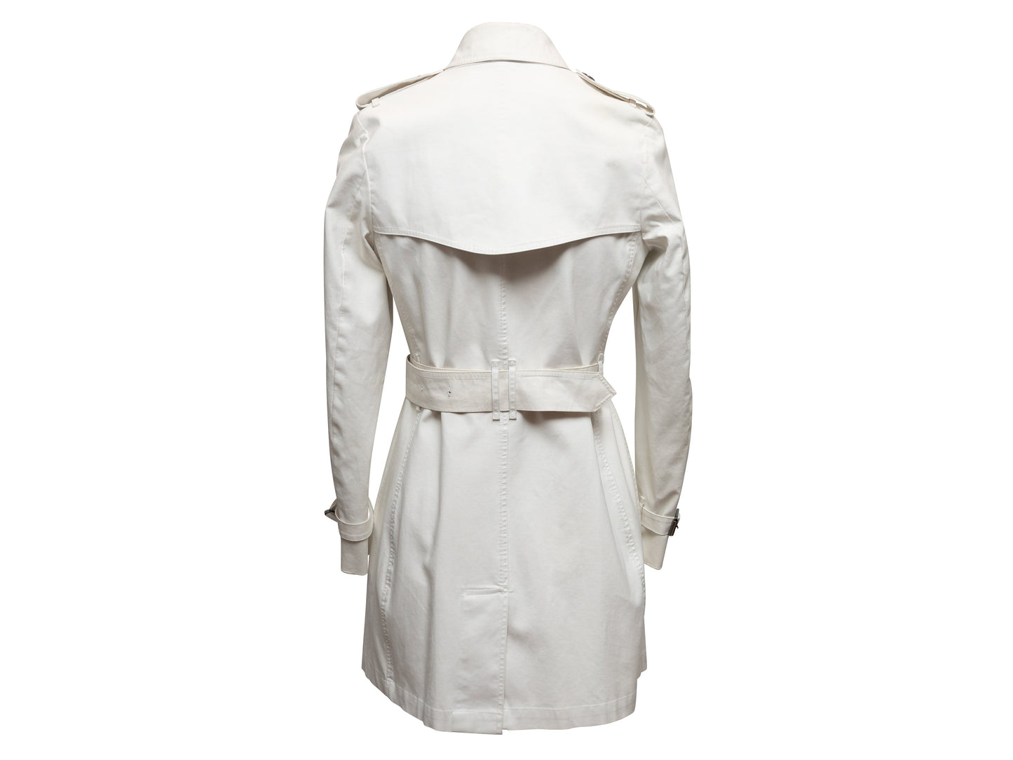 White Burberry Double-Breasted Belted Trench Coat Size US 4