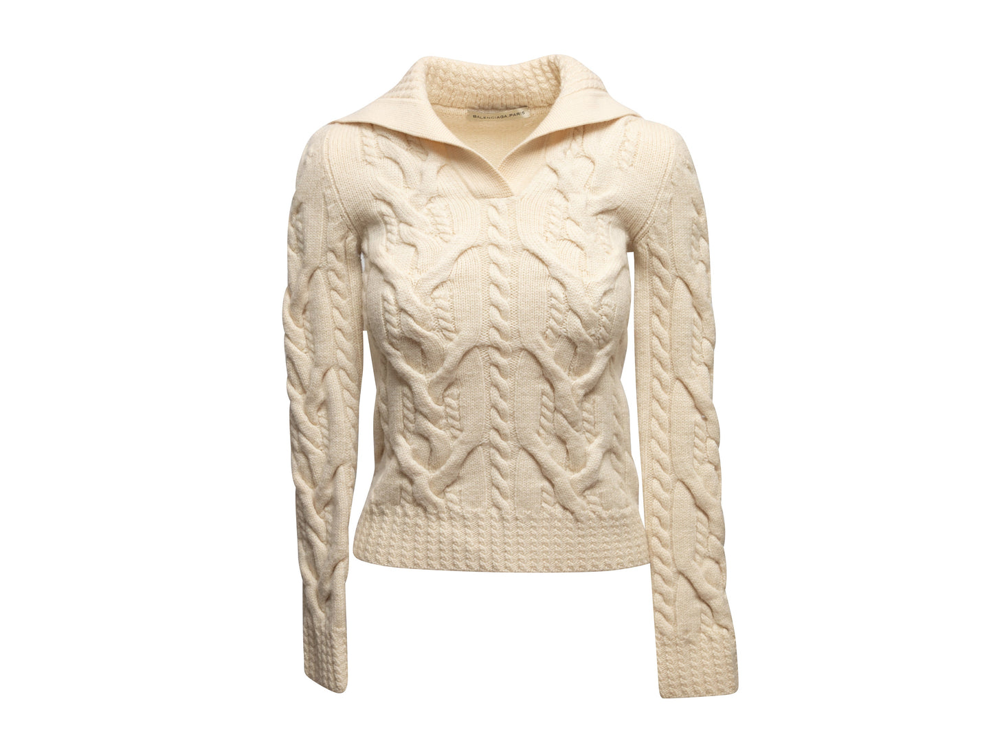 Cream Balenciaga Cable Knit Sweater Size FR 36