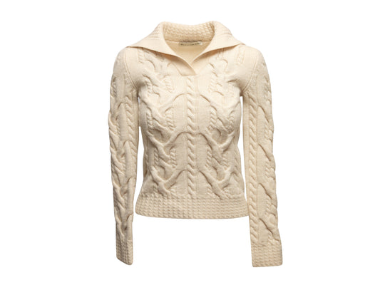Cream Balenciaga Cable Knit Sweater Size FR 36