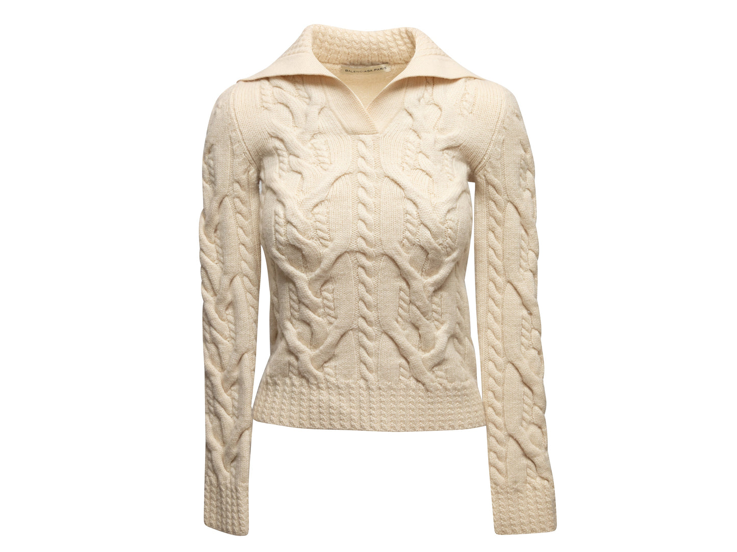 Cream Balenciaga Cable Knit Sweater Size FR 36