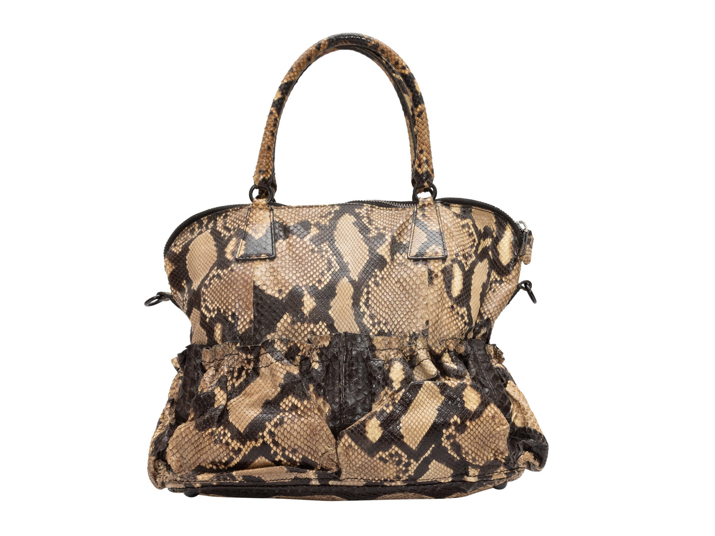 Beige & Black Valentino Python Shoulder Bag
