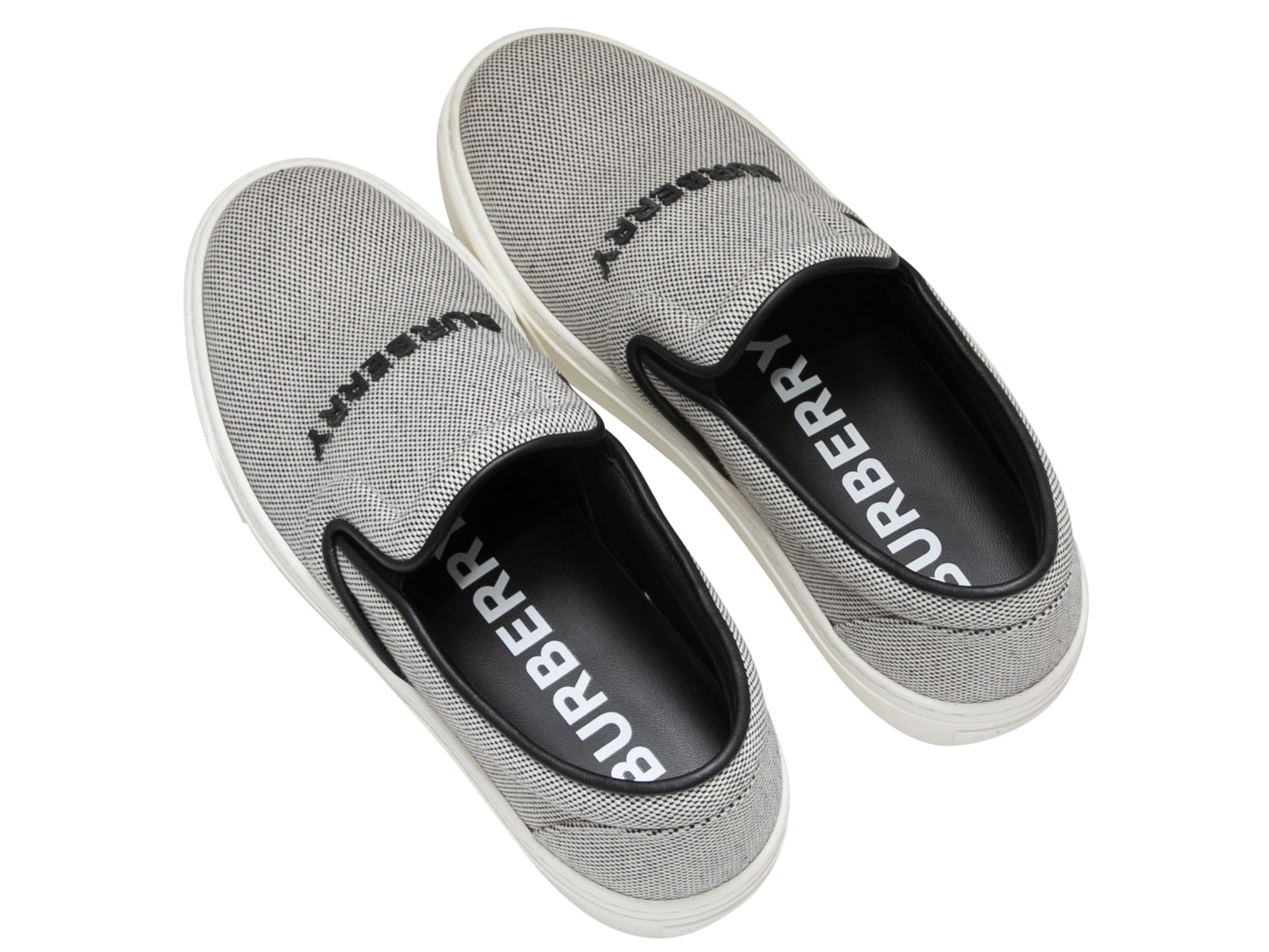 Black & White Burberry Spellout Slip-On Sneakers Size 38.5