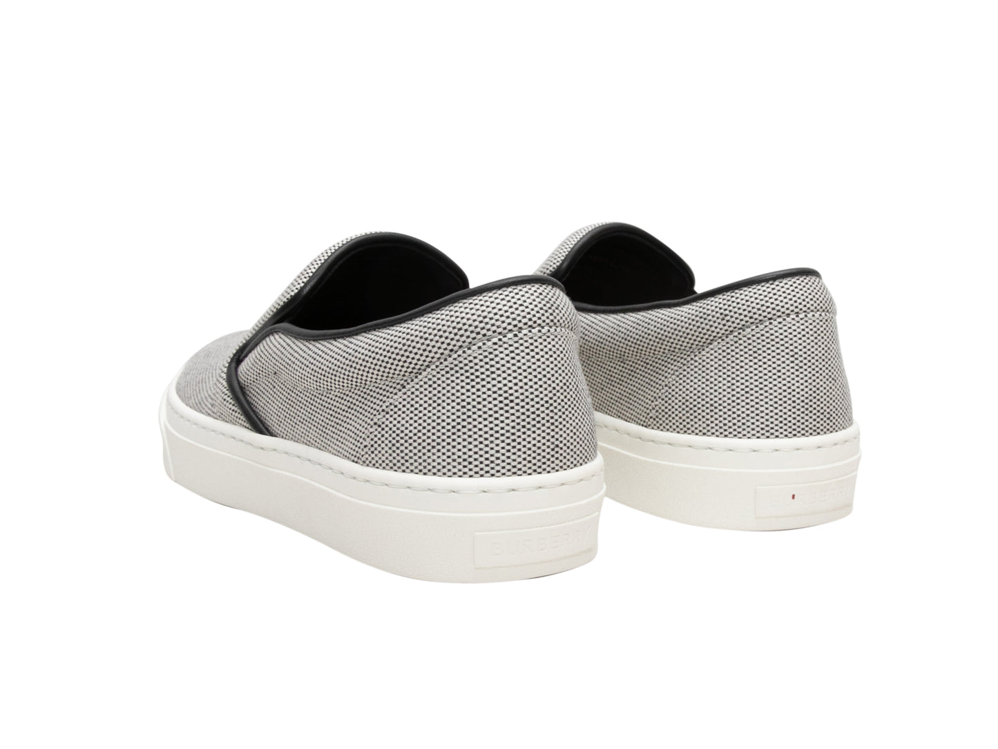 Black & White Burberry Spellout Slip-On Sneakers Size 38.5