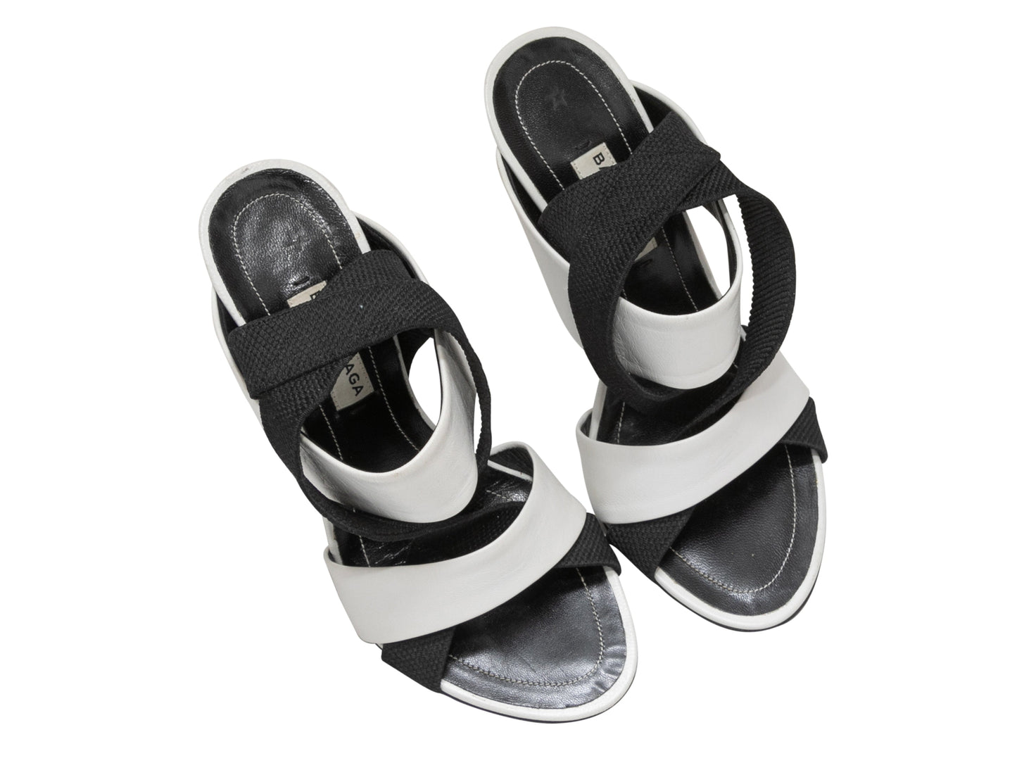 White & Black Balenciaga Strappy Heeled Sandals Size 5