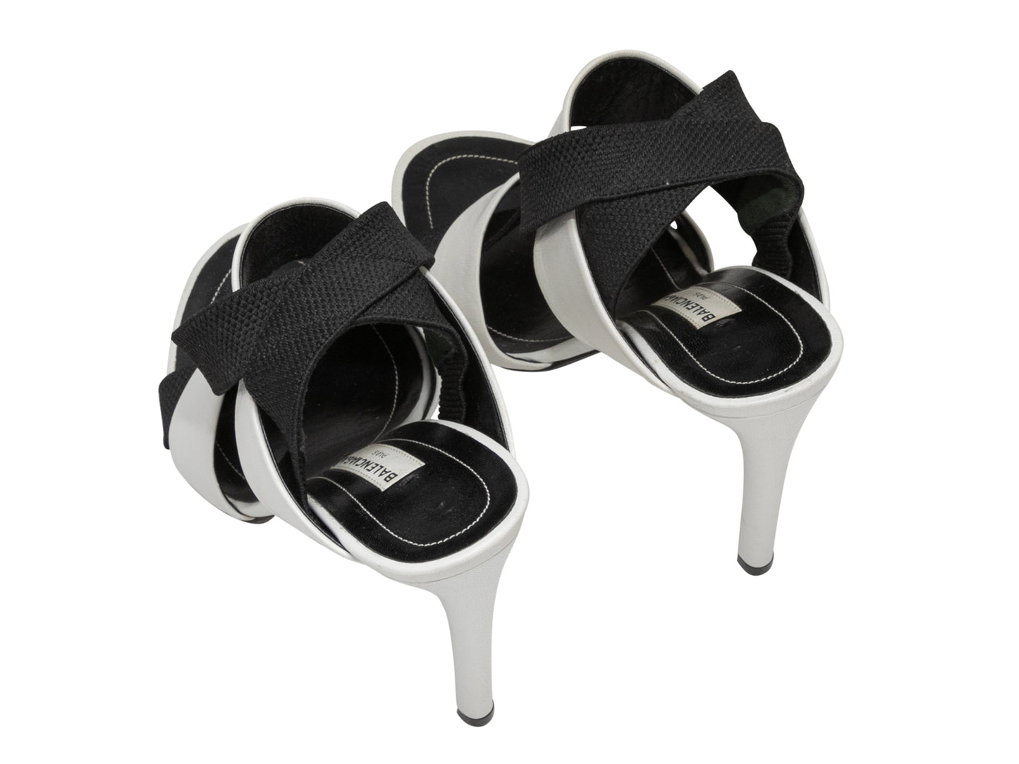White & Black Balenciaga Strappy Heeled Sandals Size 5