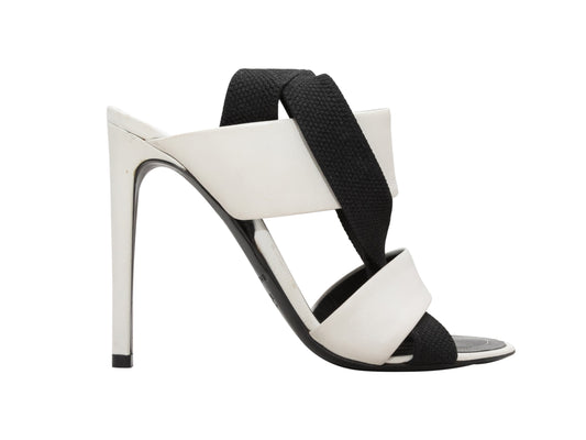 White & Black Balenciaga Strappy Heeled Sandals Size 5