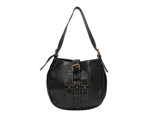 Vintage Black Celine Leather Shoulder Bag