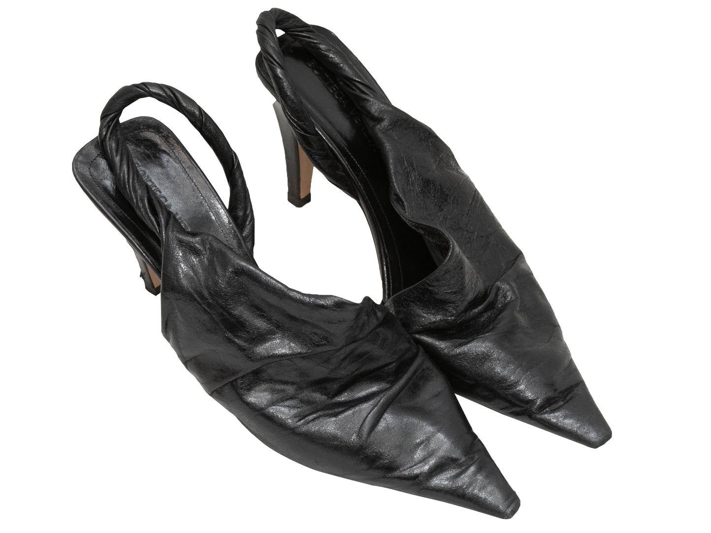 Black Bottega Veneta Pointed-Toe Leather Slingbacks Size 37