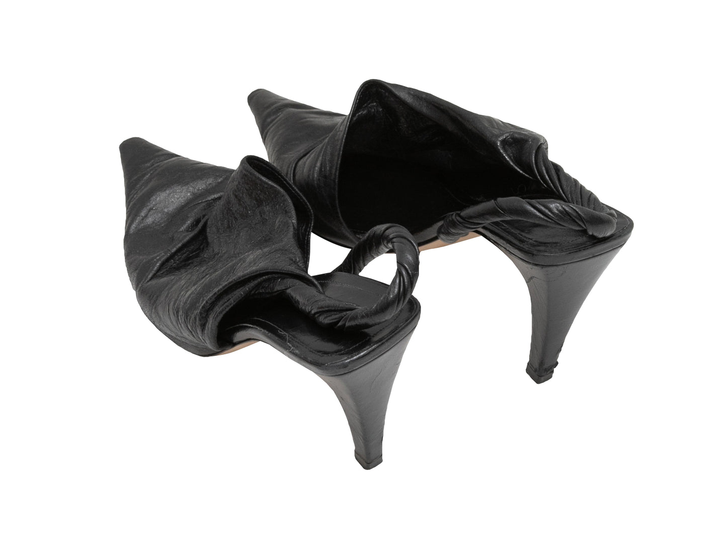 Black Bottega Veneta Pointed-Toe Leather Slingbacks Size 37