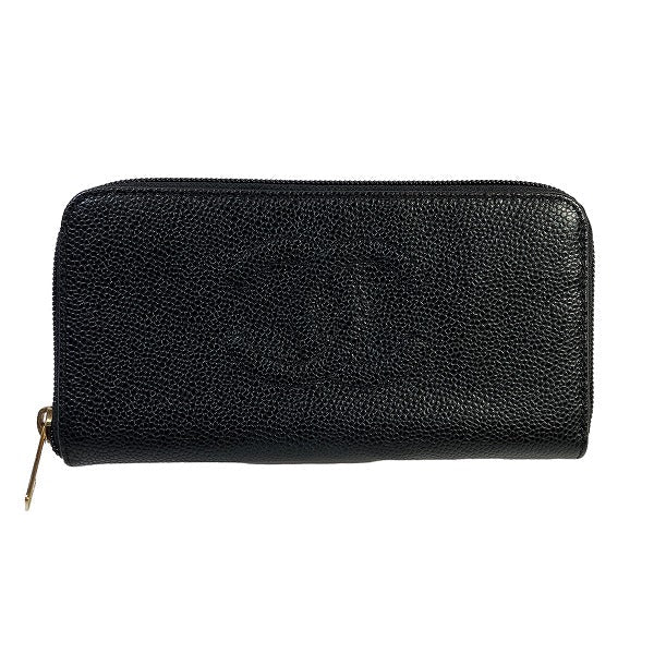 Chanel Caviar Skin Coco Mark Long Wallet