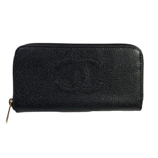 Chanel Caviar Skin Coco Mark Long Wallet