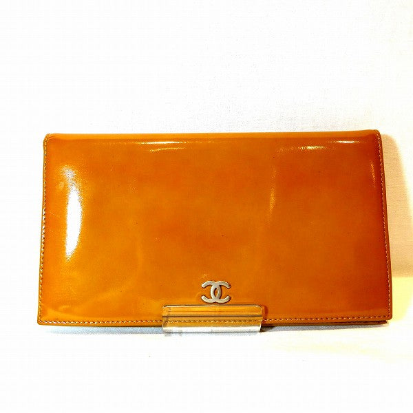 Chanel Coco Mark Orange Patent Leather Wallet