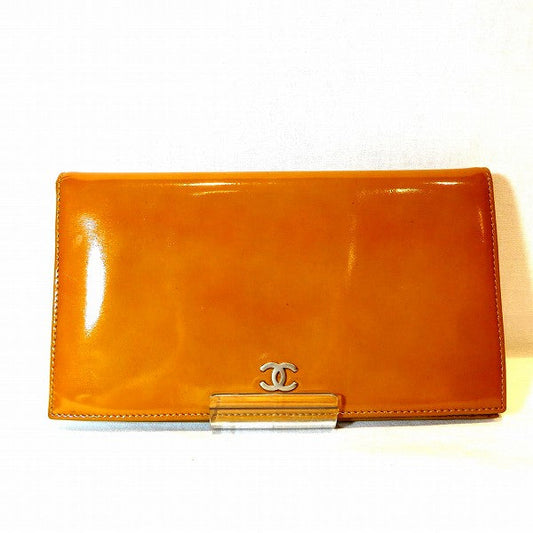 Chanel Coco Mark Orange Patent Leather Wallet
