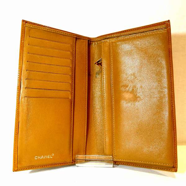 Chanel Coco Mark Orange Patent Leather Wallet