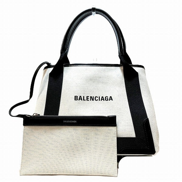 Balenciaga Cabas Canvas Leather Tote Bag