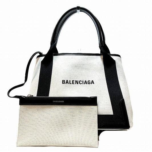 Balenciaga Cabas Canvas Leather Tote Bag