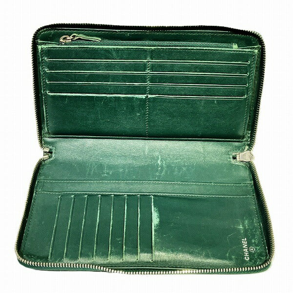 Chanel Green Enamel Long Wallet