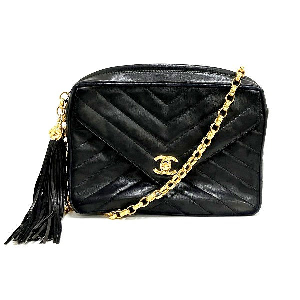 Chanel Lambskin V-Stitch Fringe Shoulder Bag