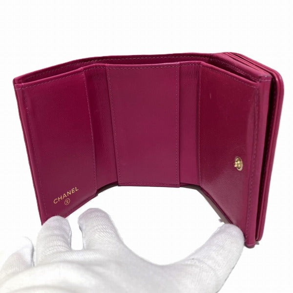 Chanel Leather Coco Mark Trifold Wallet A70796