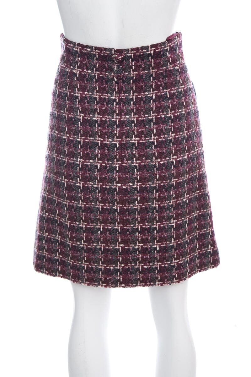 Chanel Burgundy Fantasy Tweed Skirt SZ 36