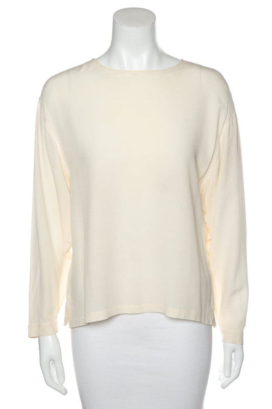 Chanel Cream Silk Long Sleeve Blouse SZ N/A