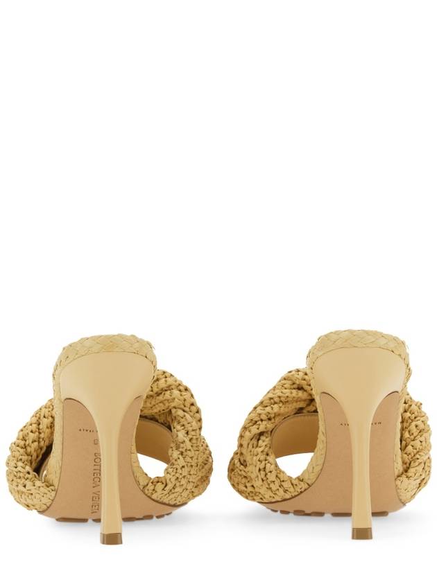 Bottega Veneta Lido Intrecciato Raffia Mule Beige