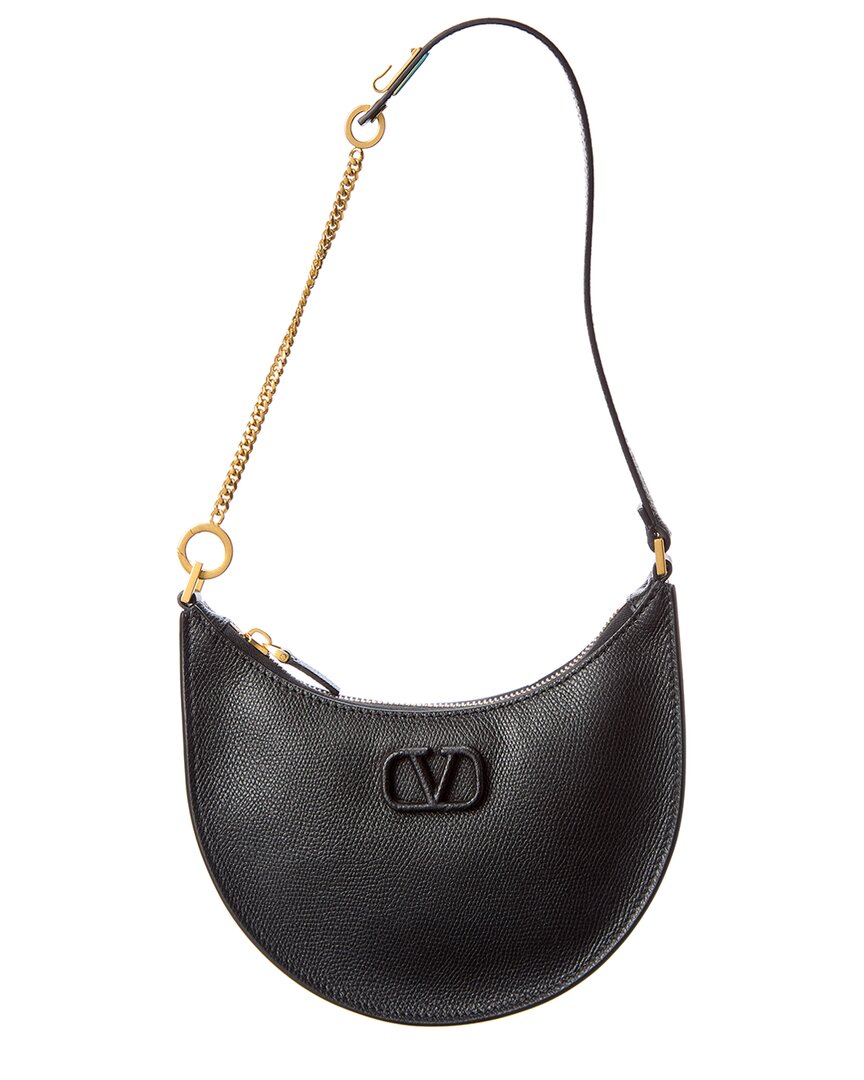 Valentino Vlogo Grainy Leather Hobo Bag ONE SIZE Black