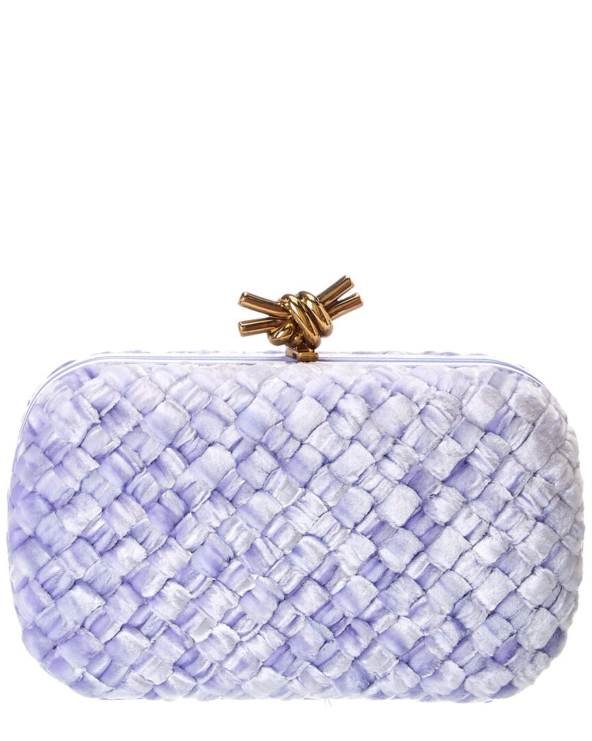 Bottega Veneta Knot Intrecciato Velvet & Leather Clutch ONE SIZE Purple