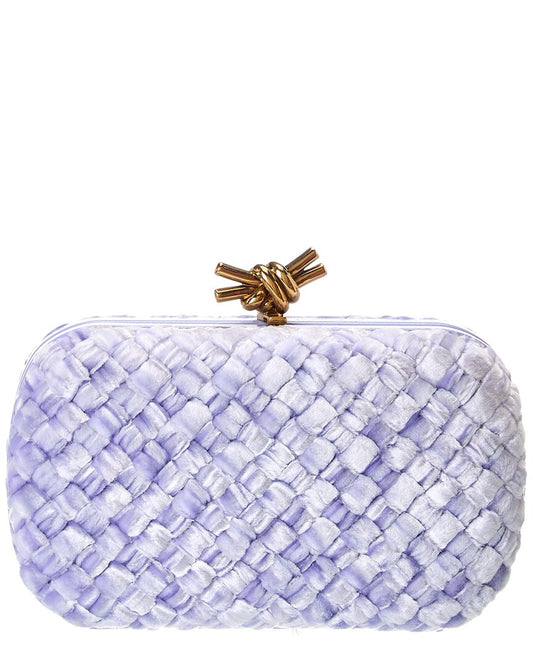 Bottega Veneta Knot Intrecciato Velvet & Leather Clutch ONE SIZE Purple