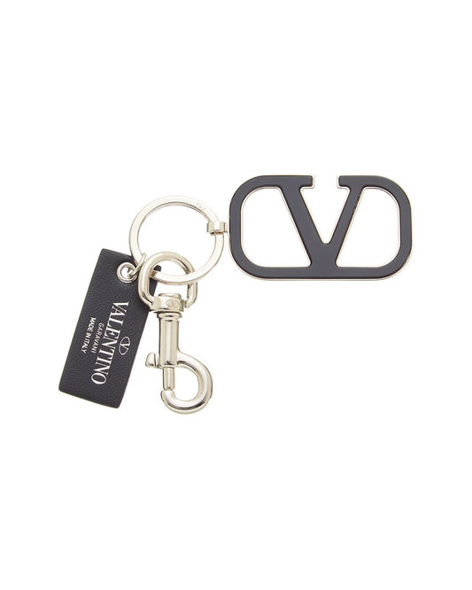 Valentino Vlogo Signature Metal Keychain Black