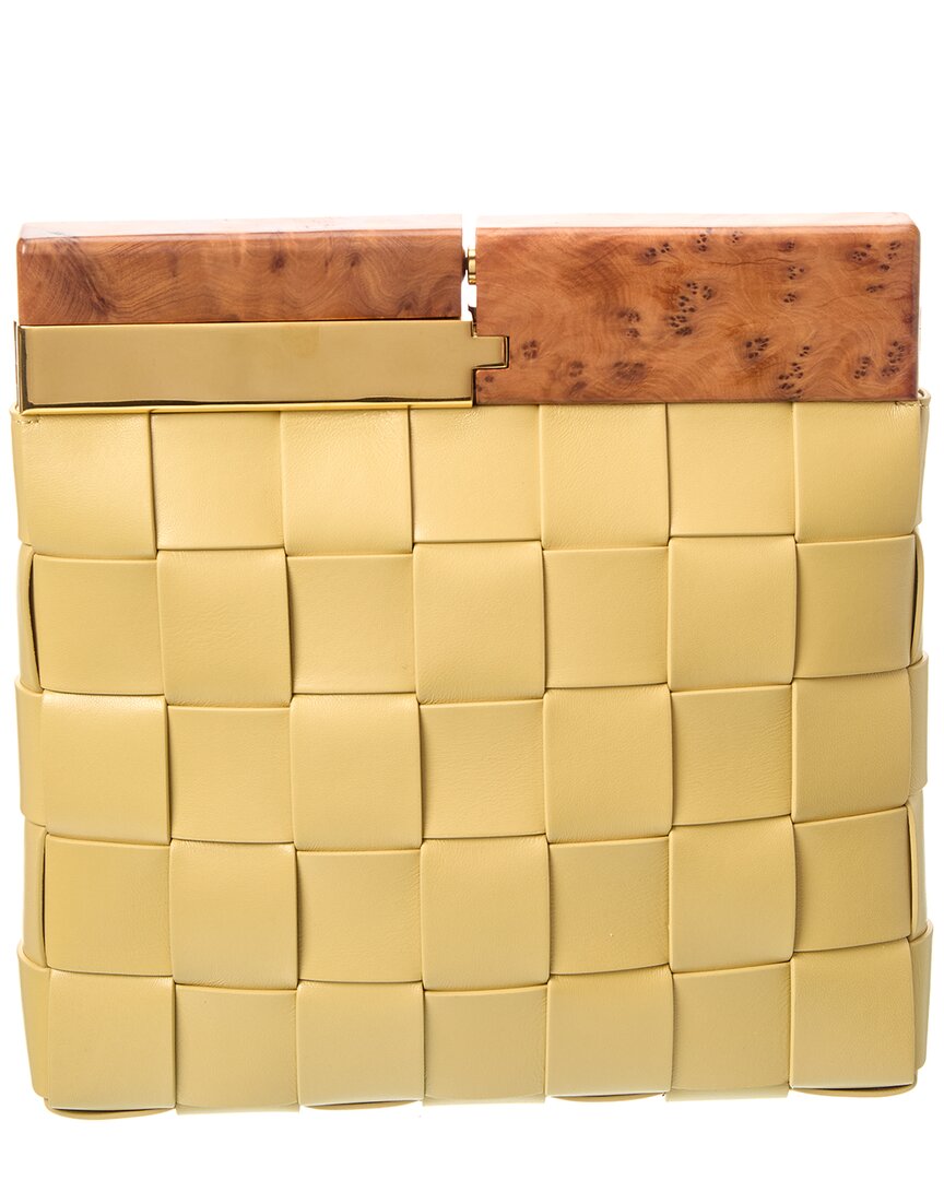 Bottega Veneta Bv Snap Intrecciato Leather Clutch ONE SIZE Beige