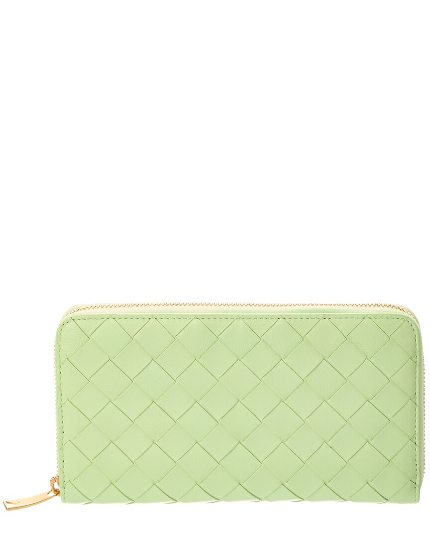 Bottega Veneta Intrecciato Leather Zip Around Wallet ONE SIZE Green