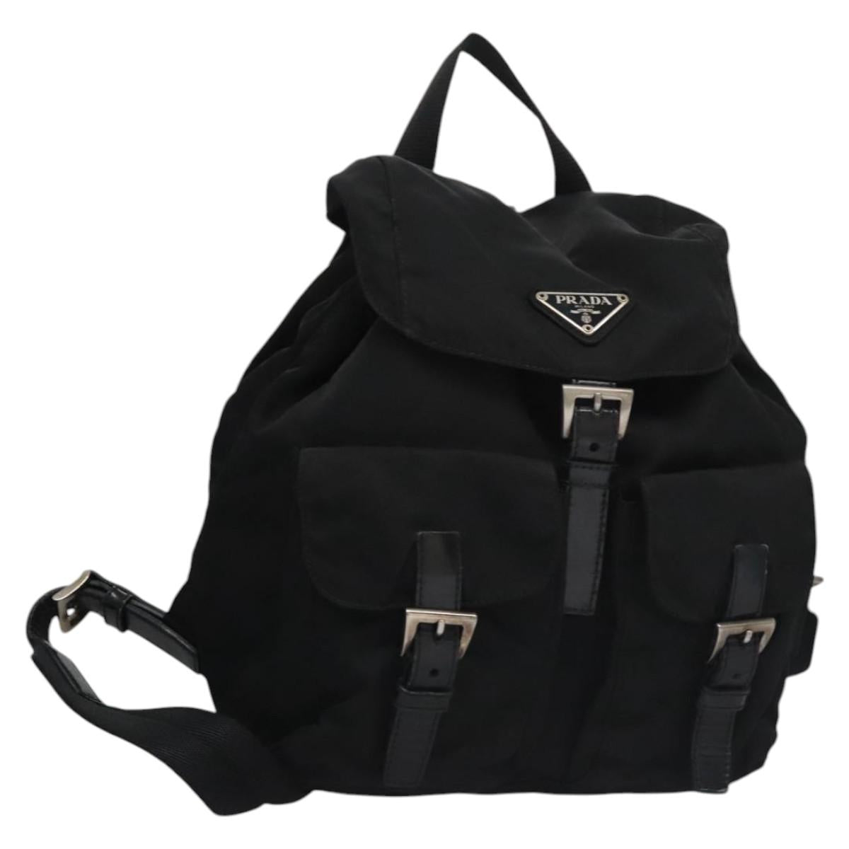 PRADA Backpack Nylon Black Silver  111555